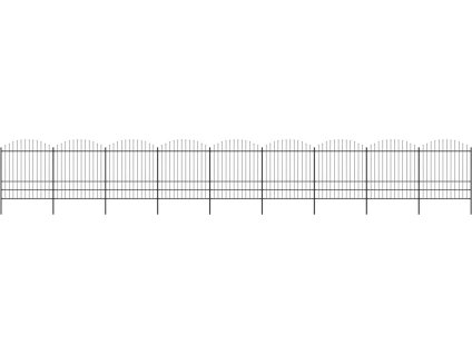 Zahradní plot s hroty ocel (1,75–2) x 15,3 m černý [277756]