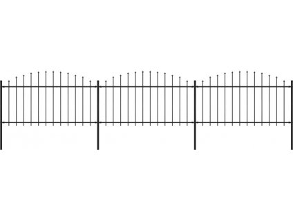 Zahradní plot s hroty ocel (1,25–1,5) x 5,1 m černý [277732]