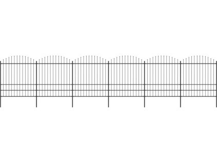 Zahradní plot s hroty ocel (1,75–2) x 10,2 m černý [277753]