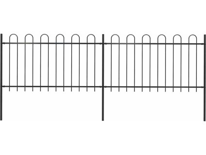 Zahradní plot s obloukem nahoře ocelový 359 x 100 cm [277657] (Barva Černá)