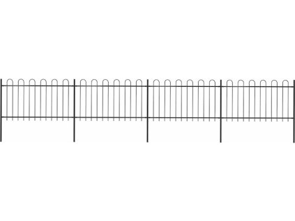 Zahradní plot s obloukem nahoře ocelový 714,5 x 100 cm [277659] (Barva Černá)