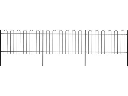 Zahradní plot s obloukem nahoře ocelový 537 x 100 cm [277658] (Barva Černá)