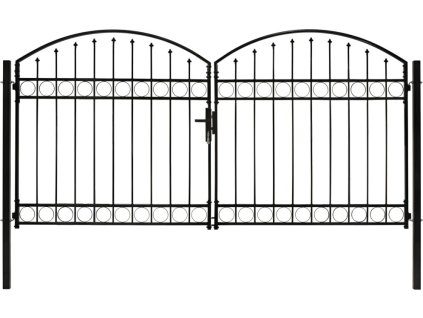 Dvoukřídlá zahradní brána s obloukem ocelová 300 x 150 cm černá [143090]