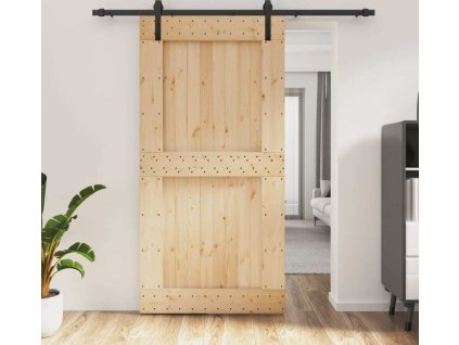 Posuvné dveře s kováním 100 x 210 cm masivní borové dřevo [3202997]