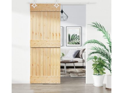 Posuvné dveře s kováním 80 x 210 cm masivní borové dřevo [3203180]
