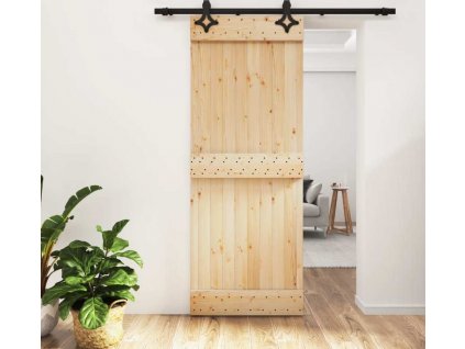 Posuvné dveře s kováním 80 x 210 cm masivní borové dřevo [3203125]