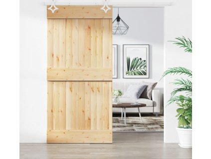 Posuvné dveře s kováním 100 x 210 cm masivní borové dřevo [3203184]