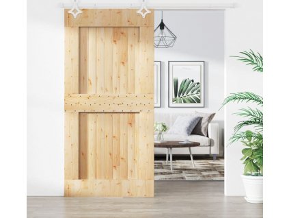Posuvné dveře s kováním 100 x 210 cm masivní borové dřevo [3203190]