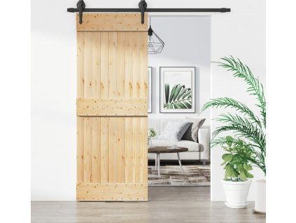 Posuvné dveře s kováním 80 x 210 cm masivní borové dřevo [3203200]