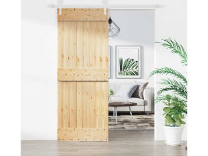 Posuvné dveře s kováním 80 x 210 cm masivní borové dřevo [3203216]