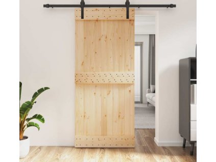 Posuvné dveře s kováním 90 x 210 cm masivní borové dřevo [3202989]