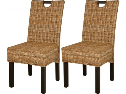 Jídelní židle 2 ks ratan kubu a mangovníkové dřevo [243638]