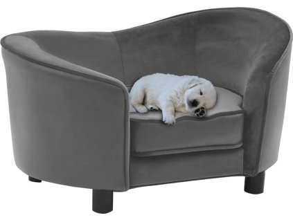 Pohovka pro psy 69 x 49 x 40 cm plyš a umělá kůže [171033] (Barva Tmavě šedá)