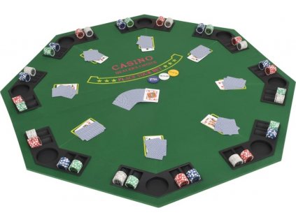 Skládací pokerová deska na stůl 2dílná osmiúhelníková zelená [80209]