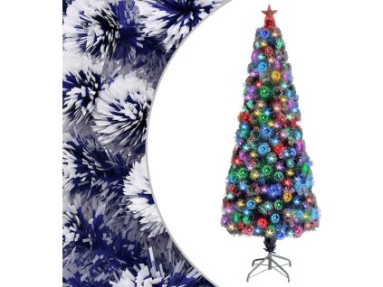 Vánoční stromek s LED osvětlením 210 cm optické vlákno [328458] (Barva Bílo-modrá)
