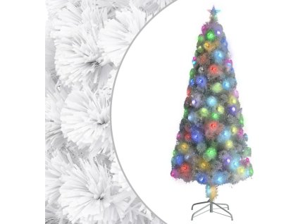 Vánoční stromek s LED osvětlením 240 cm optické vlákno [328453] (Barva Bílá)