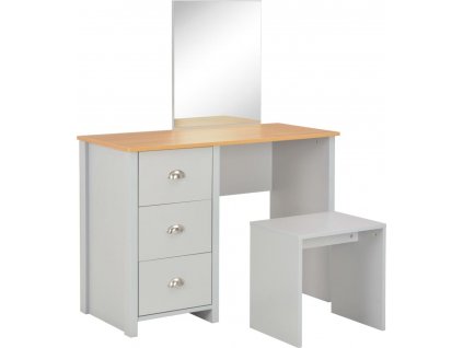 Toaletní stolek se zrcadlem a stoličkou šedý 104 x 45 x 131 cm [283744]