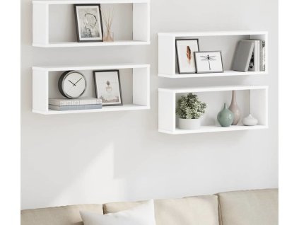 Nástěnné obdélníkové police 4 ks 60x15x23 cm dřevotříska [807134] (Barva Bílá)