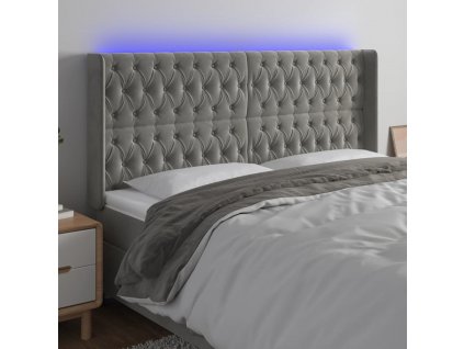 Čelo postele s LED 183 x 16 x 118/128 cm samet [3124444]