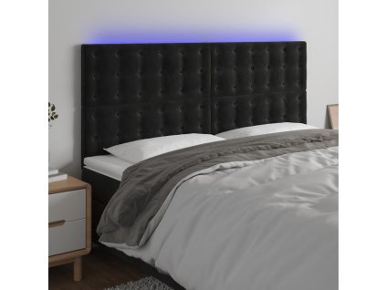 Čelo postele s LED 180x5x118/128 cm samet [3122920] (Barva Černá)