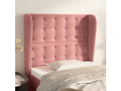 Čelo postele typu ušák 93x23x118/128 cm samet [3118431] (Barva Růžová)