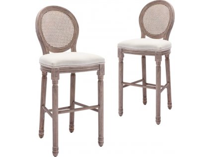 Barové židle 2 ks bílé lněné [245352]