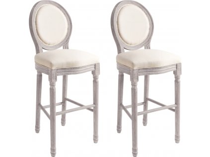 Barové židle 2 ks bílé lněné [245351]