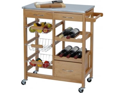 Kuchyňský vozík se 3 zásuvkami dřevo [442496]