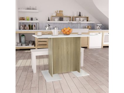 Jídelní stůl 110 x 60 x 75 cm kompozitní dřevo [800248] (Barva Bílá a dub sonoma)