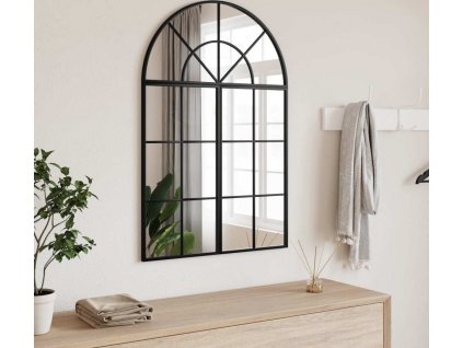 Nástěnné zrcadlo černé 60 x 30 cm oblouk železo [358650]