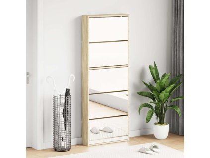 Botník se zrcadlem 5patrový 63 x 17 x 169,5 cm [273937] (Barva Dub)