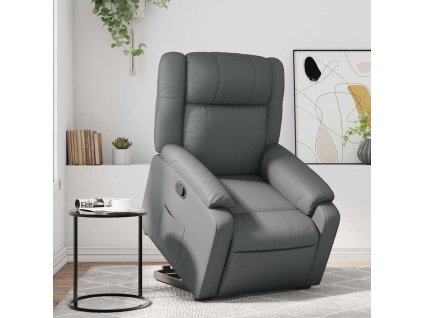 Zvedací polohovací křeslo umělá kůže [3205153] (Barva Šedá)