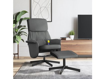 Masážní polohovací křeslo s podnožkou textil [356679] (Barva Tmavě šedá)