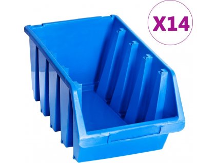 Stohovatelné úložné zásobníky 14 ks modré plast [146286]