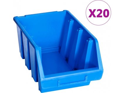 Stohovatelné úložné zásobníky 20 ks modré plast [146285]