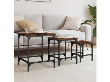 Hnízdové konferenční stolky 3 ks kompozitní dřevo [838934] (Barva dub sonoma)