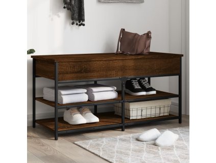 Lavice s botníkem 100x42,5x50 cm kompozitní dřevo [839037] (Barva Hnědý dub)
