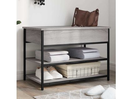 Lavice s botníkem 70 x 42,5 x 50 cm kompozitní dřevo [839028] (Barva Černá)