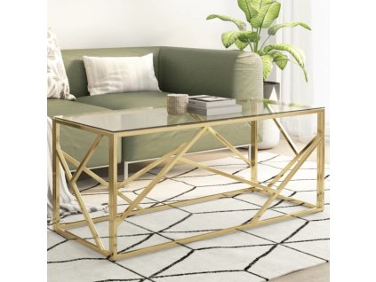 Konferenční stolek nerezová ocel a tvrzené sklo [349938] (Barva Zlatá)