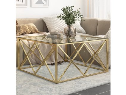 Konferenční stolek nerezová ocel a tvrzené sklo [349978] (Barva Zlatá)