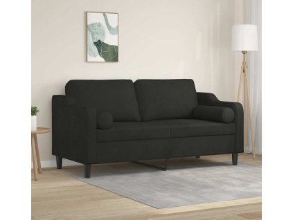 2místná pohovka s polštáři 140 cm textil [3200849] (Barva Černá)