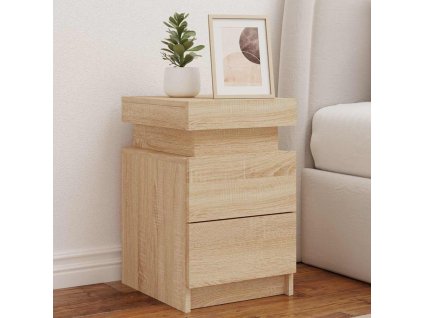 Noční stolek s LED osvětlením 35 x 39 x 55 cm [836751] (Barva Černá)