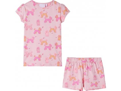 Dětské pyžamo s krátkým rukávem světle růžové 140 [10443]