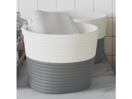 Úložné koše 2 ks a bílé Ø 24 x 18 cm bavlna [358453] (Barva Šedá)