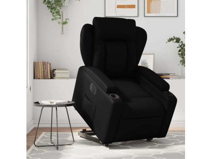 Elektrické zvedací polohovací křeslo umělá kůže [3204558] (Barva Černá)