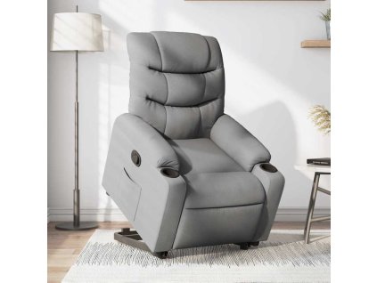 Zvedací polohovací křeslo textil [3206645] (Barva Světle šedá)