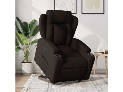 Elektrické zvedací polohovací křeslo textil [3204511] (Barva Tmavě hnědá)
