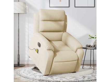Elektrické zvedací masážní polohovací křeslo textil [3205025] (Barva Krémová)