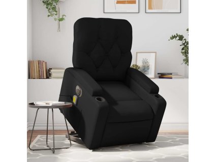 Elektrické zvedací masážní polohovací křeslo koženka [3204793] (Barva Černá)