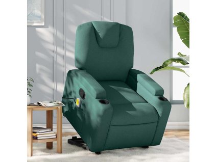 Zvedací masážní polohovací křeslo textil [3204386] (Barva Tmavě zelená)